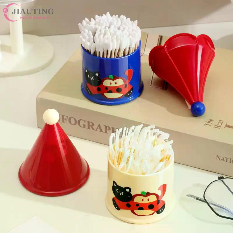 Toothpick Box Cotton Swab Plastic Toothpick Holder Cotton Pad Box Storage Box Household Cute Portable Dental Floss Cotton Swab