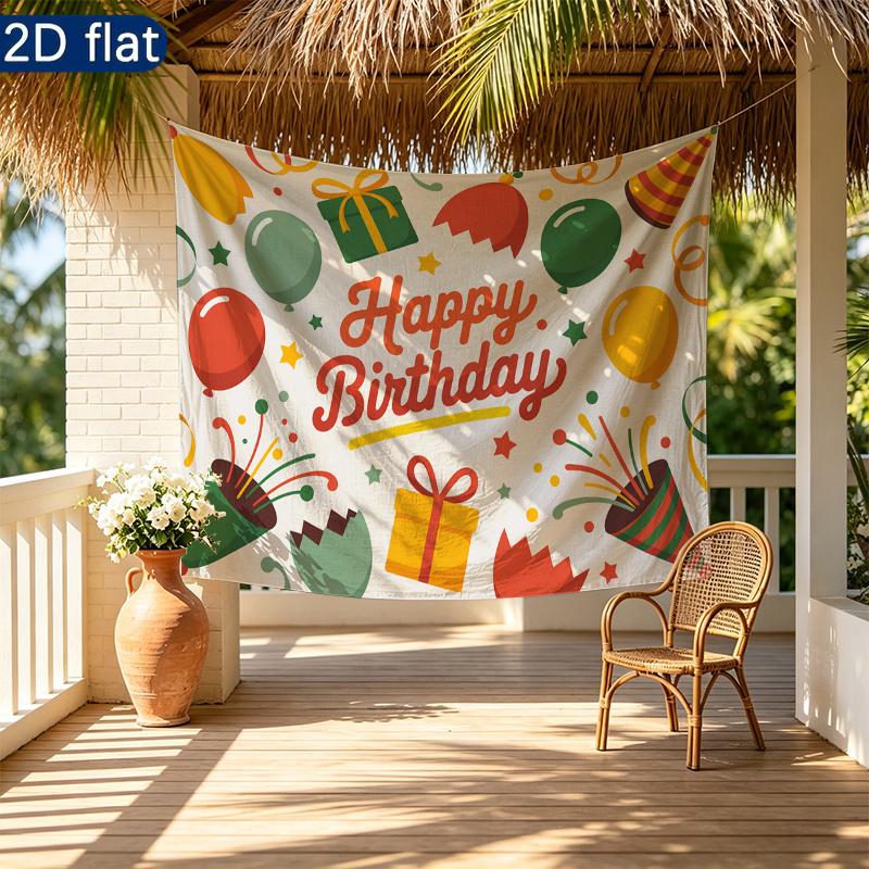 Gifts Polyester Fabric Birthday Party Backdrop, Polyester Banner for Wall Decor & Photo Booth
