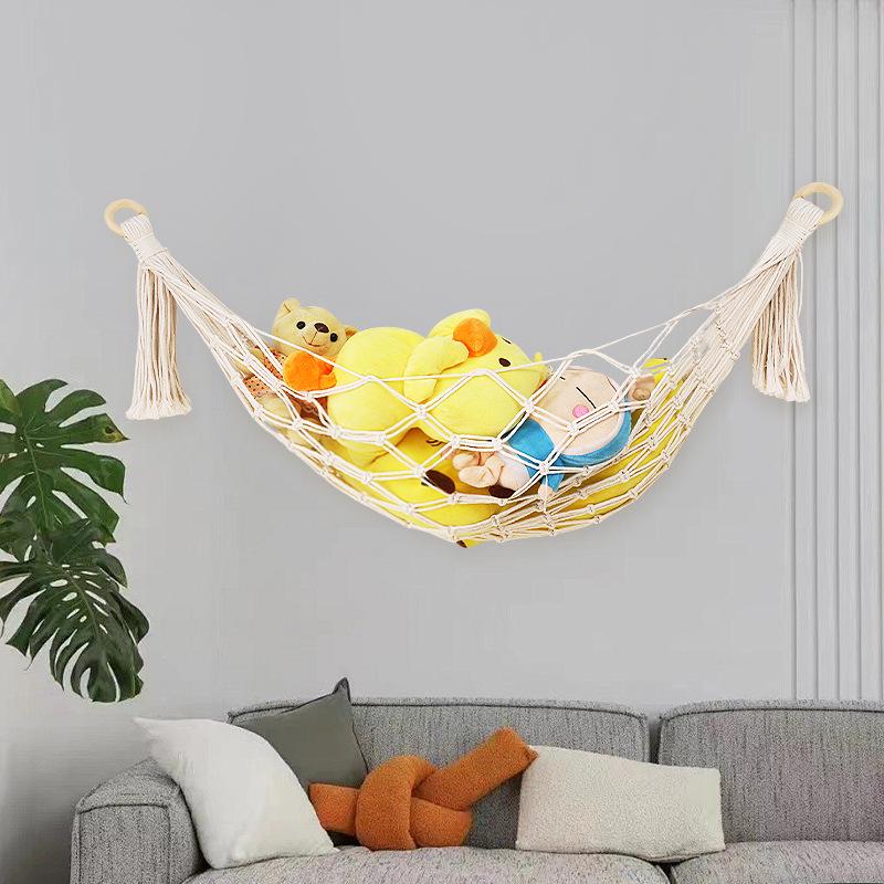 Nordic Lace Wall-Mounted Cotton Rope Toy Storage Hammock