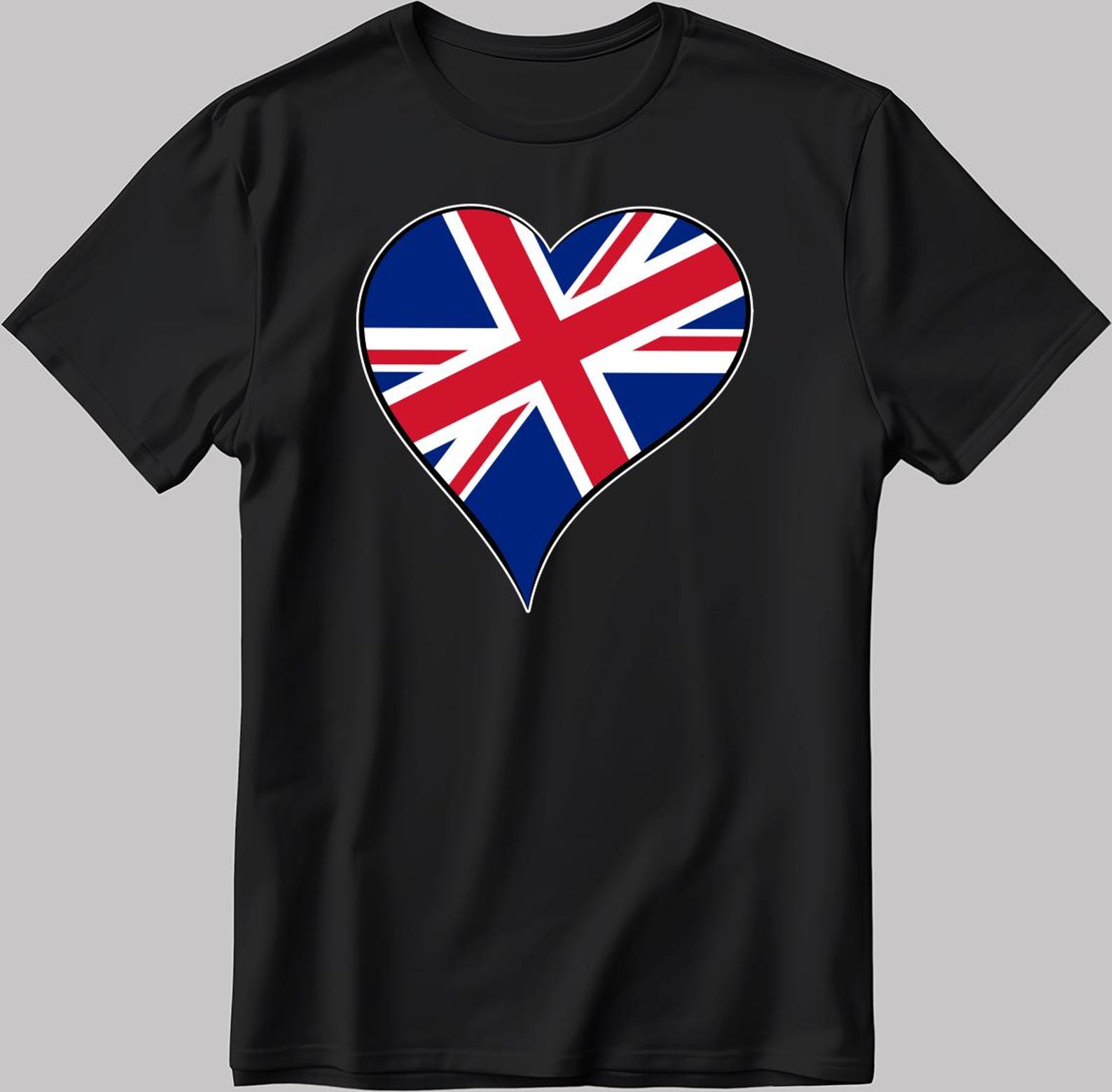 Heart United Kingdom flag Black-White Men s / Women s T-Shirt Q038 M