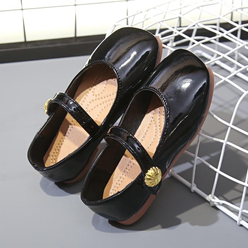 2025 Girl's Leather Shoes Square Toe Elegant Shallow Kids Mary Janes Flat Sole Comfy Children Single Shoes Girls Princess Shoes