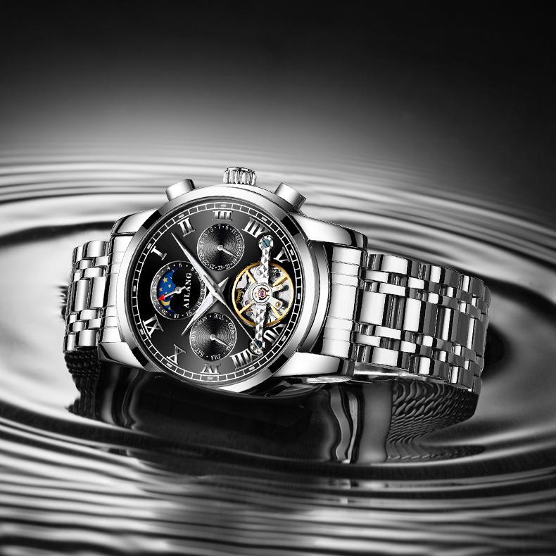 AILANG Neue Business Tourbillon Hohl Vollautomatische Mechanische Uhr Herrenuhr Wasserdichte Herrenuhr