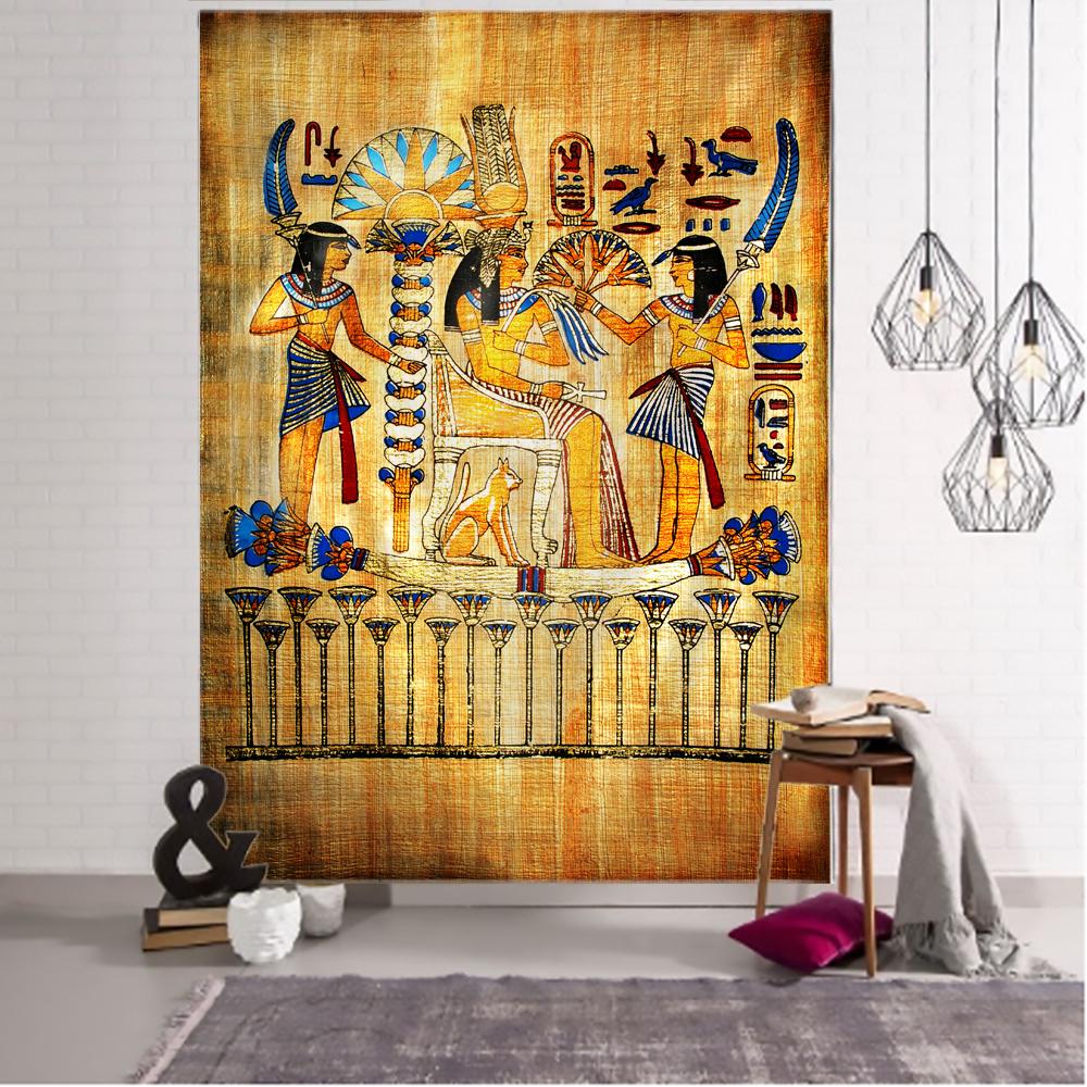 Golden Ancient Egypt Tapestry Wall Hanging Old Culture Printed Hippie Egyptian Tapestries Wall Cloth Home Decor Vintage Tapestry