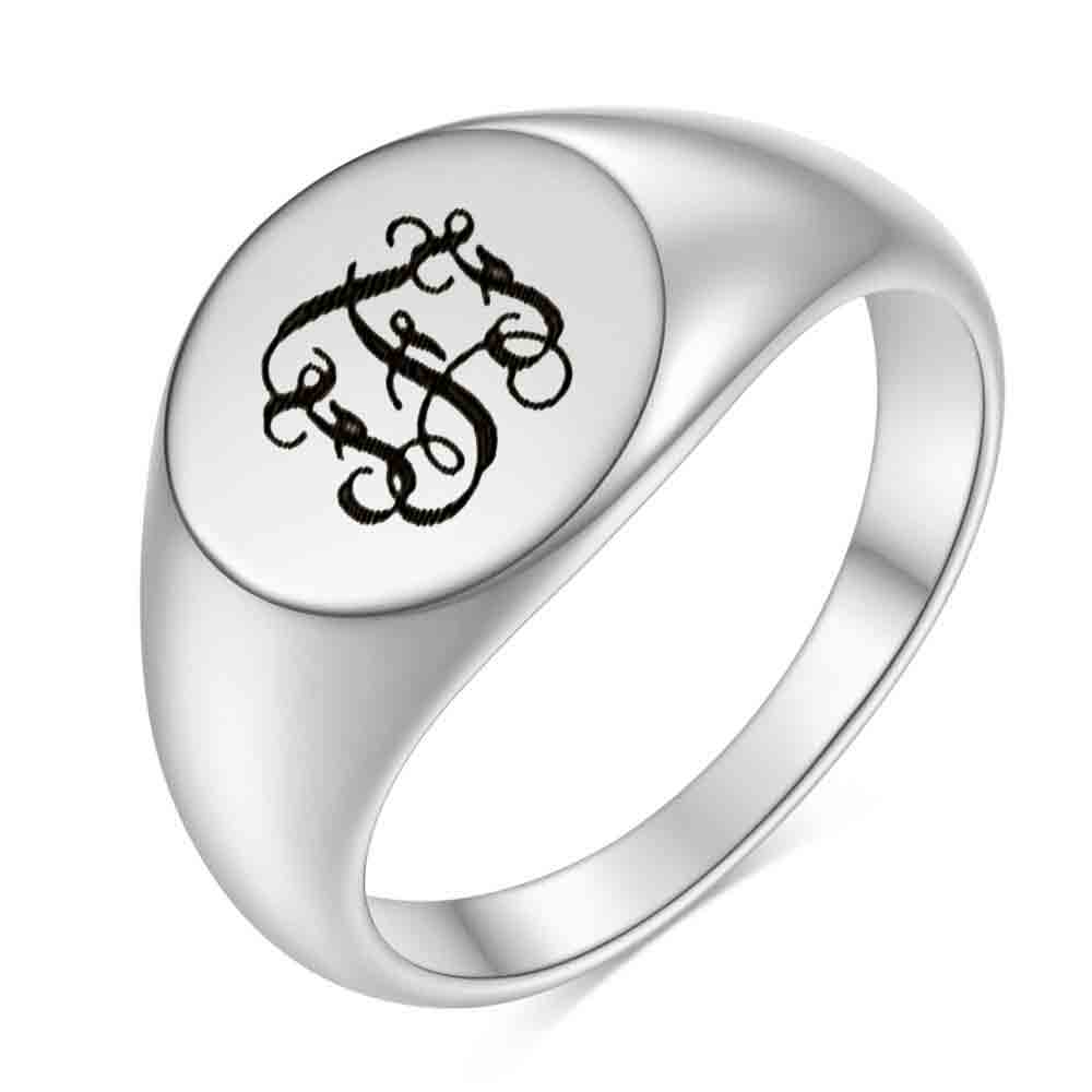 Stainless Steel 26 English Alphabet Printed Font Ring, Silver Color, Fashionable and Simple Titanium Steel Women's Ring