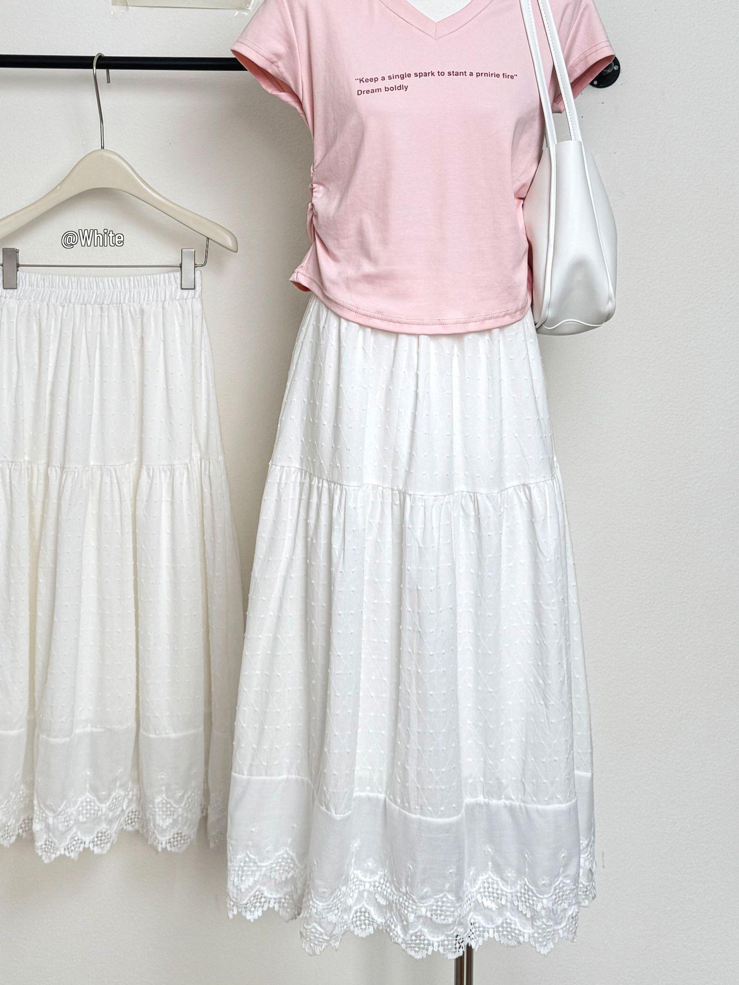 

Elegant Crochet White Midi Princess Skirt One Size білий