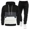 Men's Color Block Hoodie & Sweatpants Set Casual 2PCS Tracksuit, Drawstring Sportswear Outfit