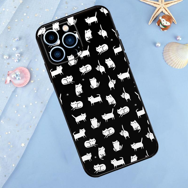 Cute Cartoon Cat Case For iPhone 17 Pro Max 16 15 13 12 11 14 Pro Max Plus 12 13 Mini 16e 17 Air Back Cover