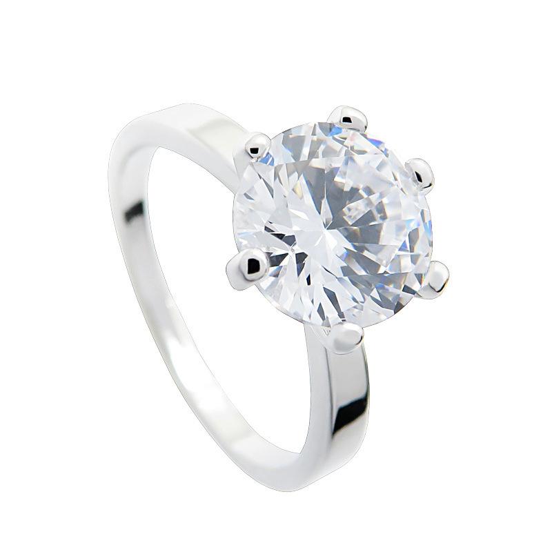 Fashion Classic High Simulation Six-claw Ring Personality Ladies Zircon Single Diamond Ring Jewelry