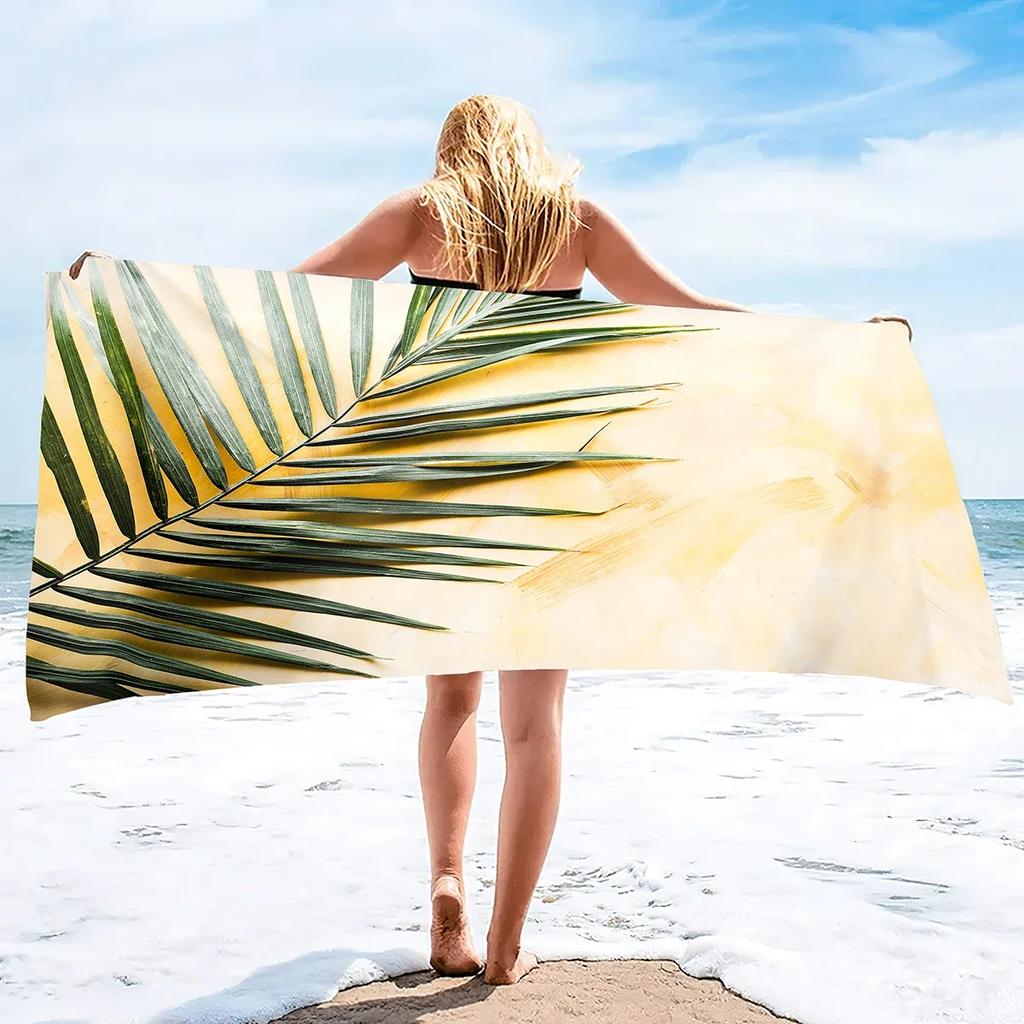 Beach Towel Palm Leaves Pattern Oversized Microfiber Tropical Beach Towel,Thin Lightweight Pool Swim Palm Tree Bath Shower Towel