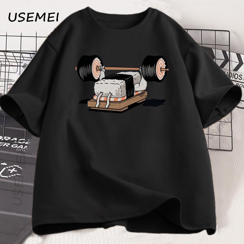 Sushi Gym T Shirt Funny Men Women Summer Harajuku O-Neck Cotton Short Sleeve Tshirt Sportswear Print T-shirt Streetwear Clothing