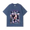 275 GSM Washed T-shirts 100% Cotton Jujutsu Kaisen V24 Gojo Print Unisex Heavy Cotton T Shirt