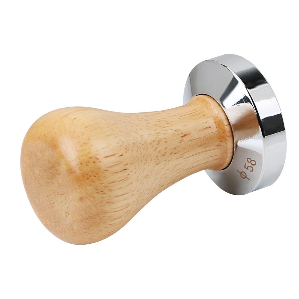 Kaffee Tamper aus Edelstahl Flacher Espresso Tamper Holzgriff Kaffeepulver Hammer Barista Werkzeuge Kaffeezubehör 58MM/51MM