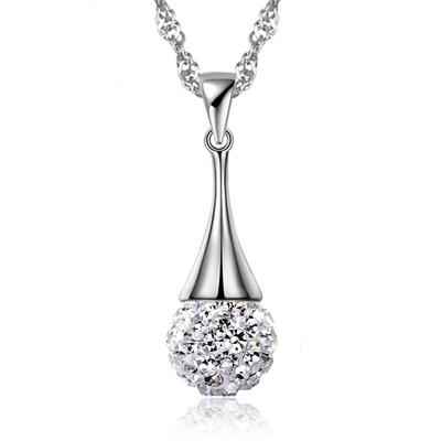 Women's Pendant, Temperament Women's Model, Shambhala Rhinestone Full Diamond Ball Silver-plated Pendant, Item Jewelry
