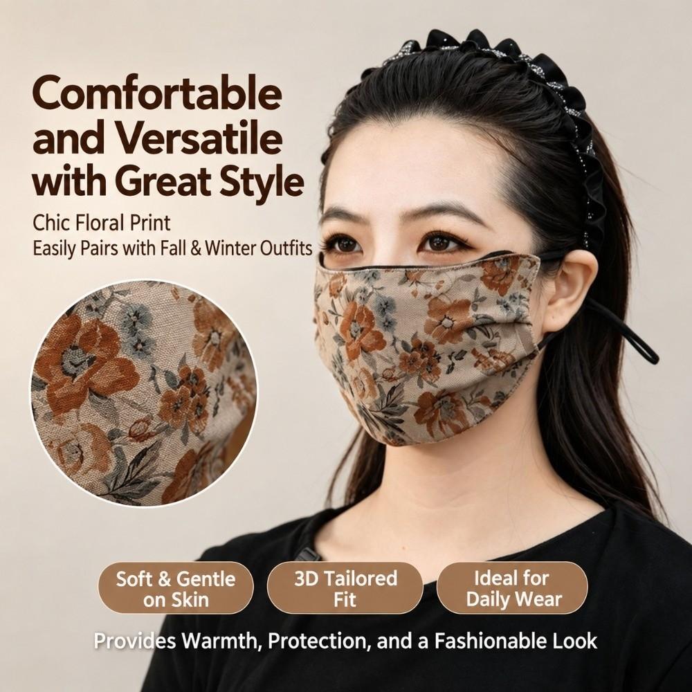 Thickened Warm Face Mask Flower Cycling Cold-Proof Scarf New Winter Neck Warmer Women