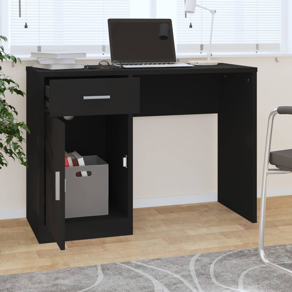 Desk with Storage Space Black 100 x 40 x 73 cm Engineered Wood