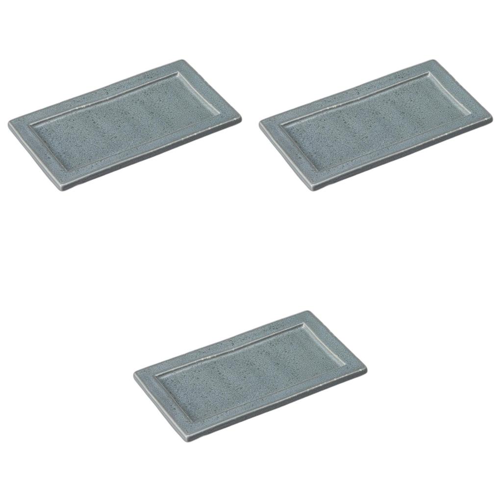 Set of 3 Gray Crystal Rectangular Dishware Plates X X Ceramic Dishware Setomonohonpo [23 12.4 2.3 Cm]