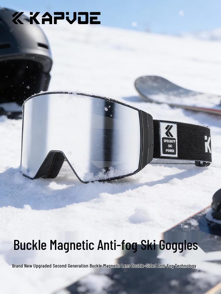 KAPVOE Color-Changing Anti-Fog Ski Goggles with Magnetic Buckle for Outdoor Sports