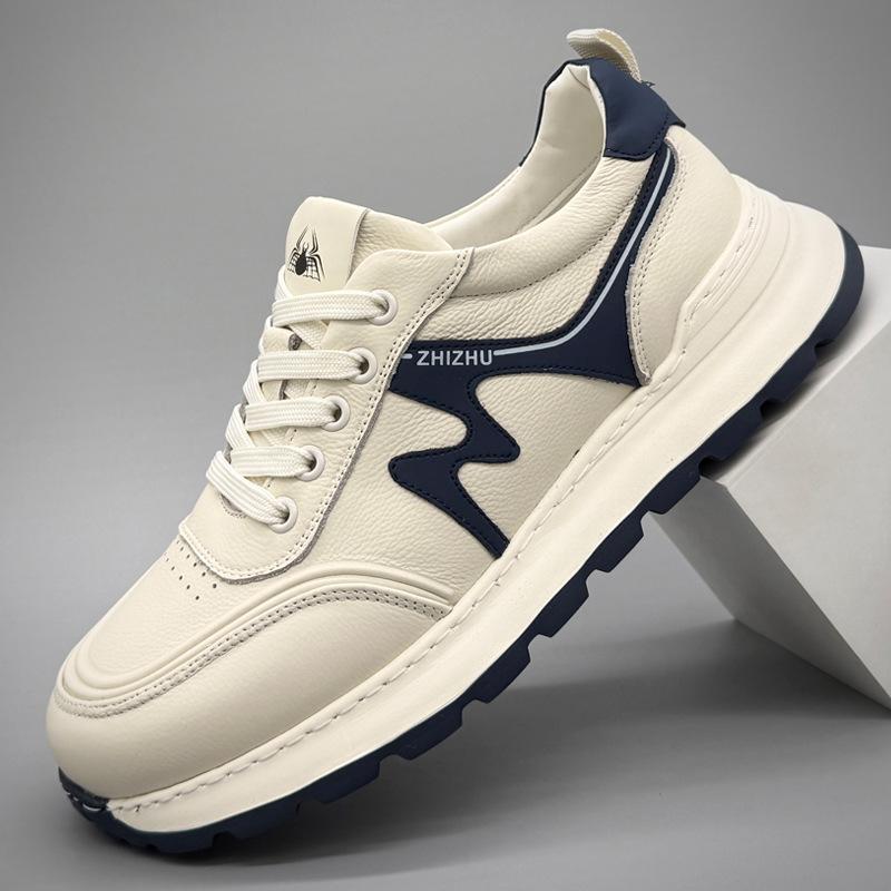 Men s Trendy Genuine Leather Lightweight Casual Sneakers Size 42