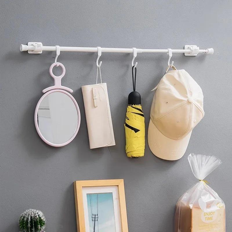 Selbstklebende Haken, stanzfreier Vorhangstangen-Clip-Haken, Duschvorhangstangen-Aufhängehalter, Haushalts-Festclip-Aufhängehakenhalter