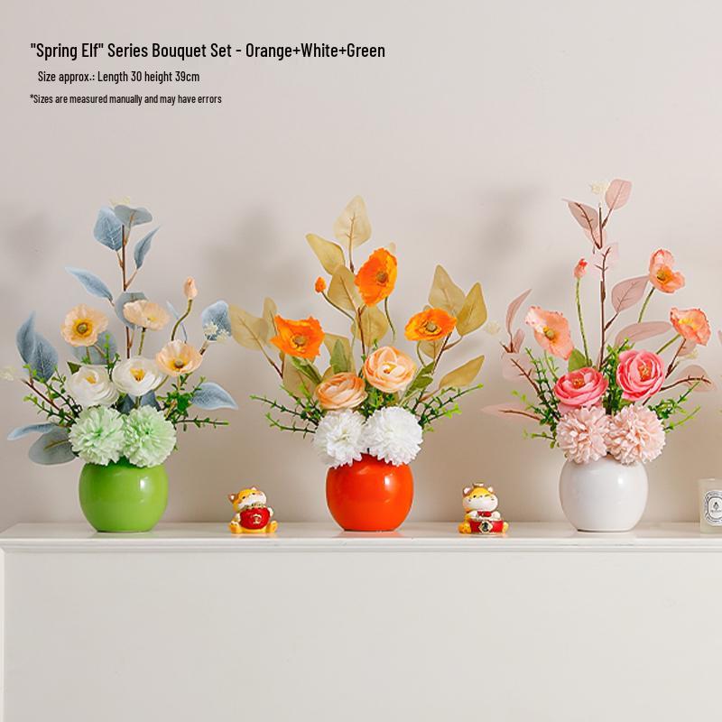 Nordic Artificial Flower Decor: Realistic Floral Arrangements for Living Room & Dining Table.