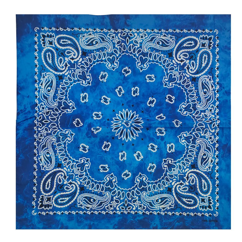 kakatrend bandana paisley 100% cotton tie-dye light blue adult bandana handkerchief unisex durag large size men's sky blue 55cm x 55cm