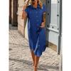 Plus Size Summer Women's Dress Fashion Solid Colour Short Sleeve Dresses Medium Length Shirt Dresses