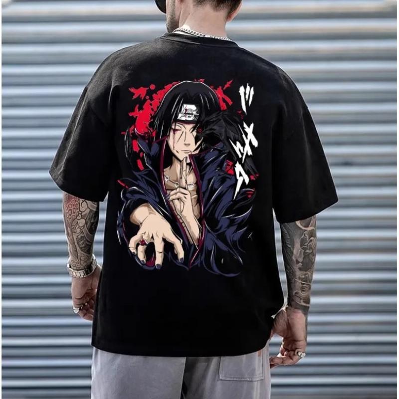 

Naruto Uchiha Itachi Tshirt Mens Anime Pattern Printed Short Sleeve Fashion High Quality Trendy Cotton Top 4XL