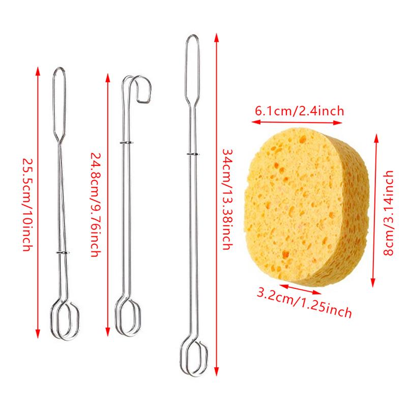 Sponge Clip Bottle Brushes Cup Scrubber Long Stainless Steel Handle Wineglass Cleaner Replaceable Head Kitchen Cleaning Tools