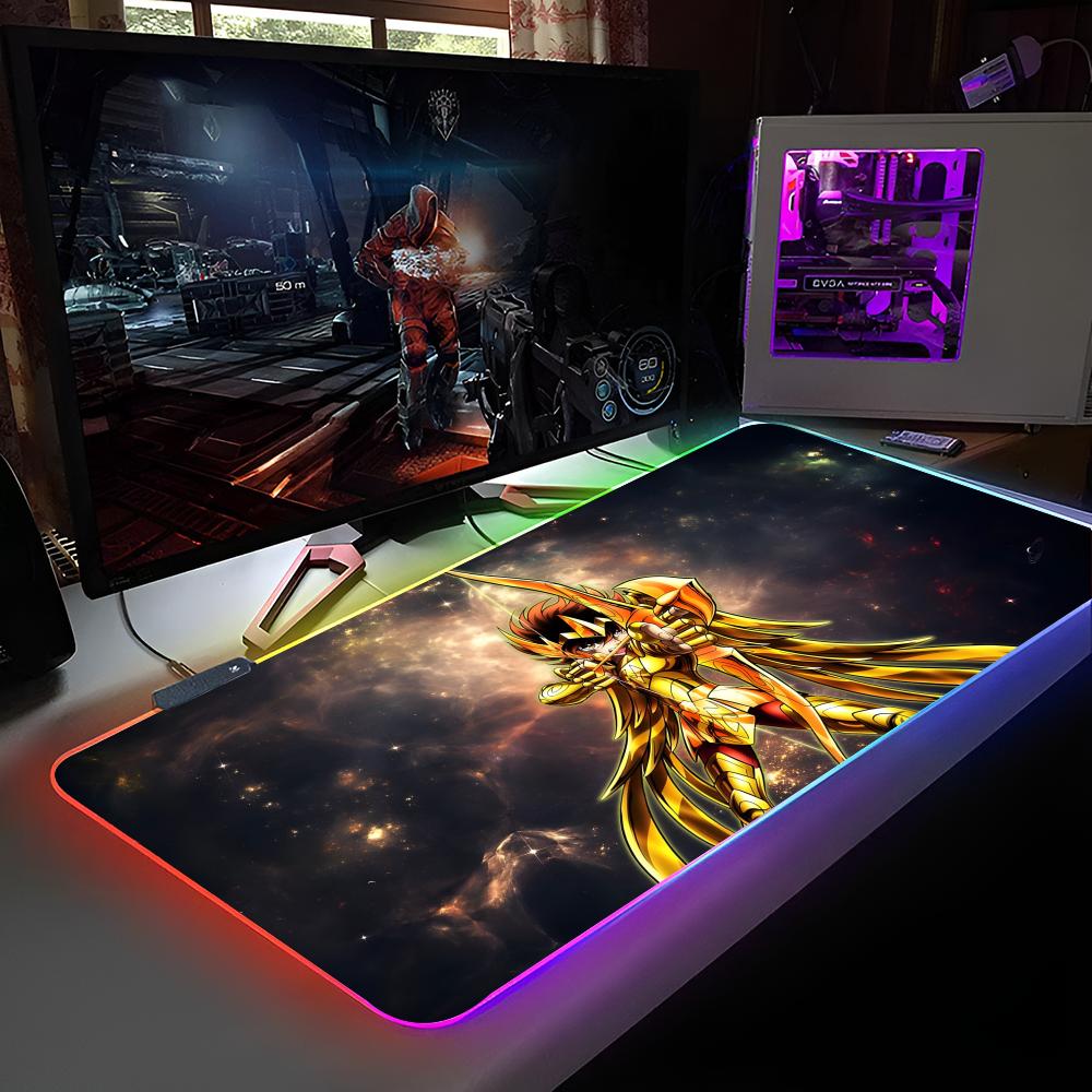 

S-Saint Seiya Коврик для мыши RGB-подсветка Коврик для мыши для ноутбука Коврик для мыши для игрового ноутбука Игровой компьютерный стол Игровые аксессуары RGB600x300x3mm