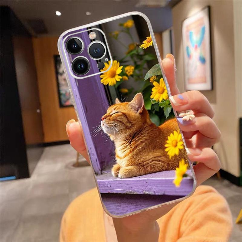 Flower Cats Phone Case For Iphone 17ProMax 17 Pro Air 16 15 14 13 Pro Max 16 15 14 13 Pro 15Plus
