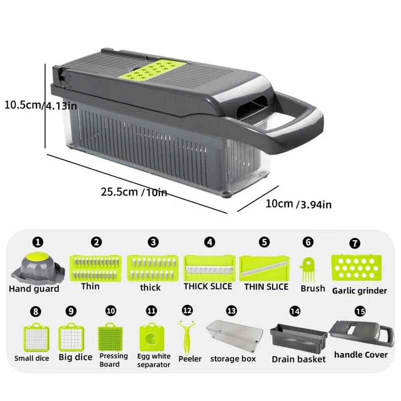 Zhi Shi 15-Piece Multi-functional Vegetable Cutter Set