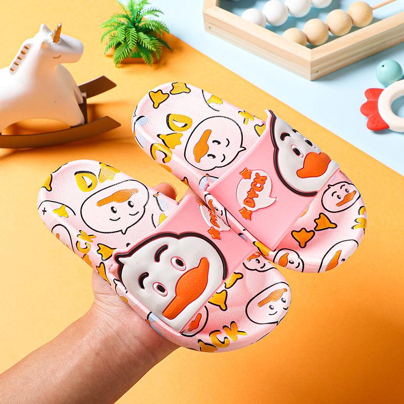 Kinder Hausschuhe Sommer Jungen Mädchen Weiche Sohle Flache Anti-slip Hausschuhe Haushalt Dusche Casual Vielseitige Cartoon Ente Strand Hausschuhe