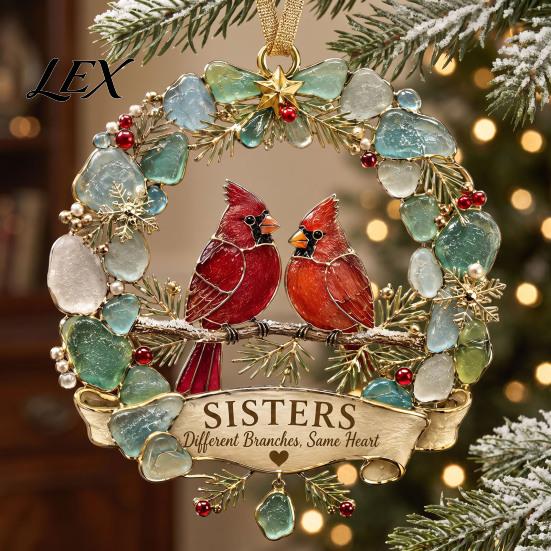 Holiday Atmosphere Decorations Sea Glass Family Ornament, Mother Daughter Sisters Acrylic Hanging Decoration, Home Is Festival Gift Ideas Where