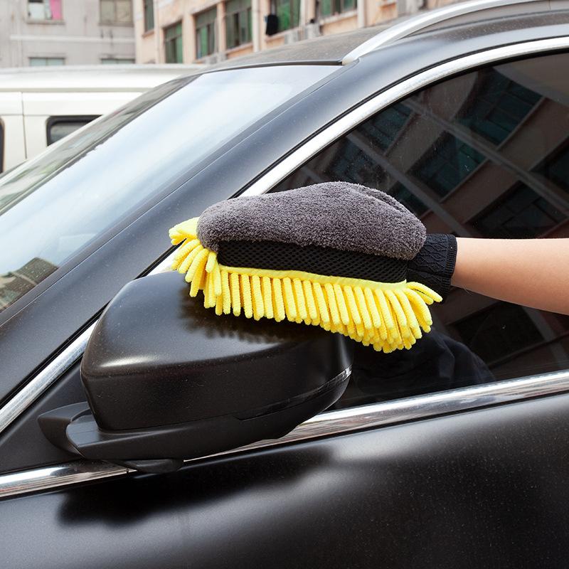 Chenille Beidseitige Haushalts-Autoreinigungs-Handschuhe Verdickte Wasserdichte Auto-Polierhandschuhe Korallenfleece Fensterreinigungstuch
