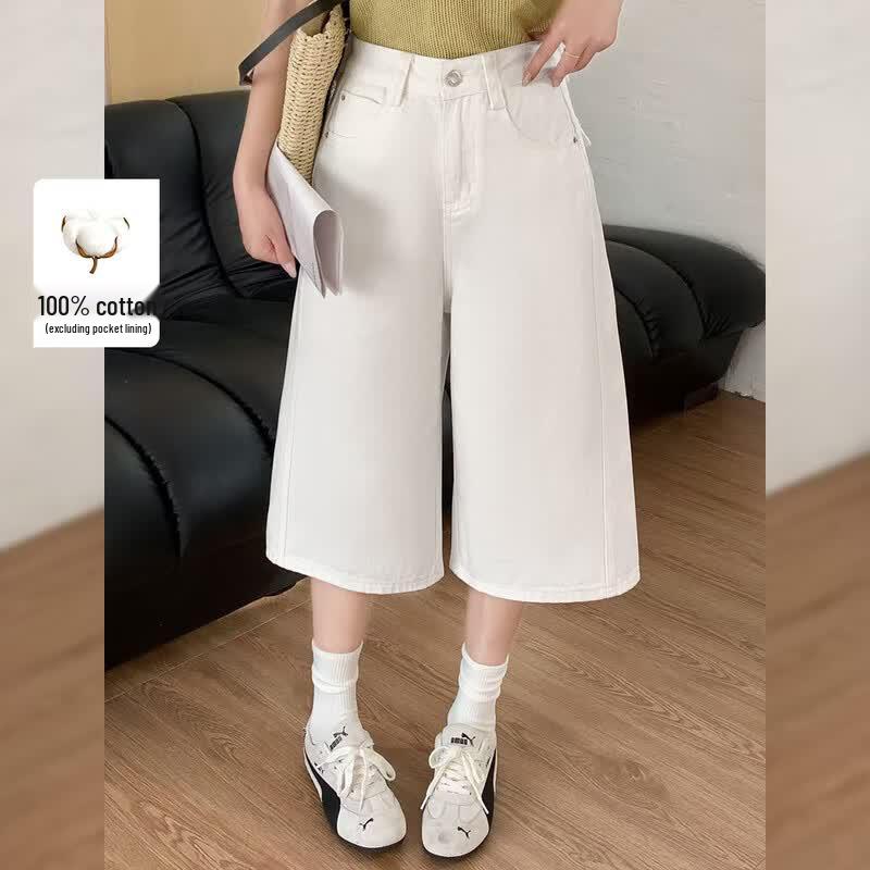 Bailuyu Women s High-Waist Wide-Leg Cropped Denim Jeans XL