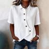 2026 Neuankunft Damen T-Shirt mit kurzen Ärmeln, Revers und unregelmäßigen Knöpfen