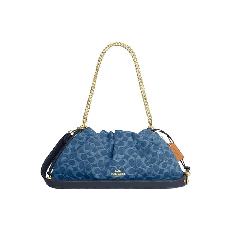 COACH Faye Iconic Denim Large Shoulder Crossbody Bag