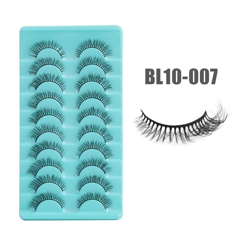 10 Pairs Of Chemical Fiber Eyelashes False Eyelashes Dense Simulation Cross Curl Short Eyelashes