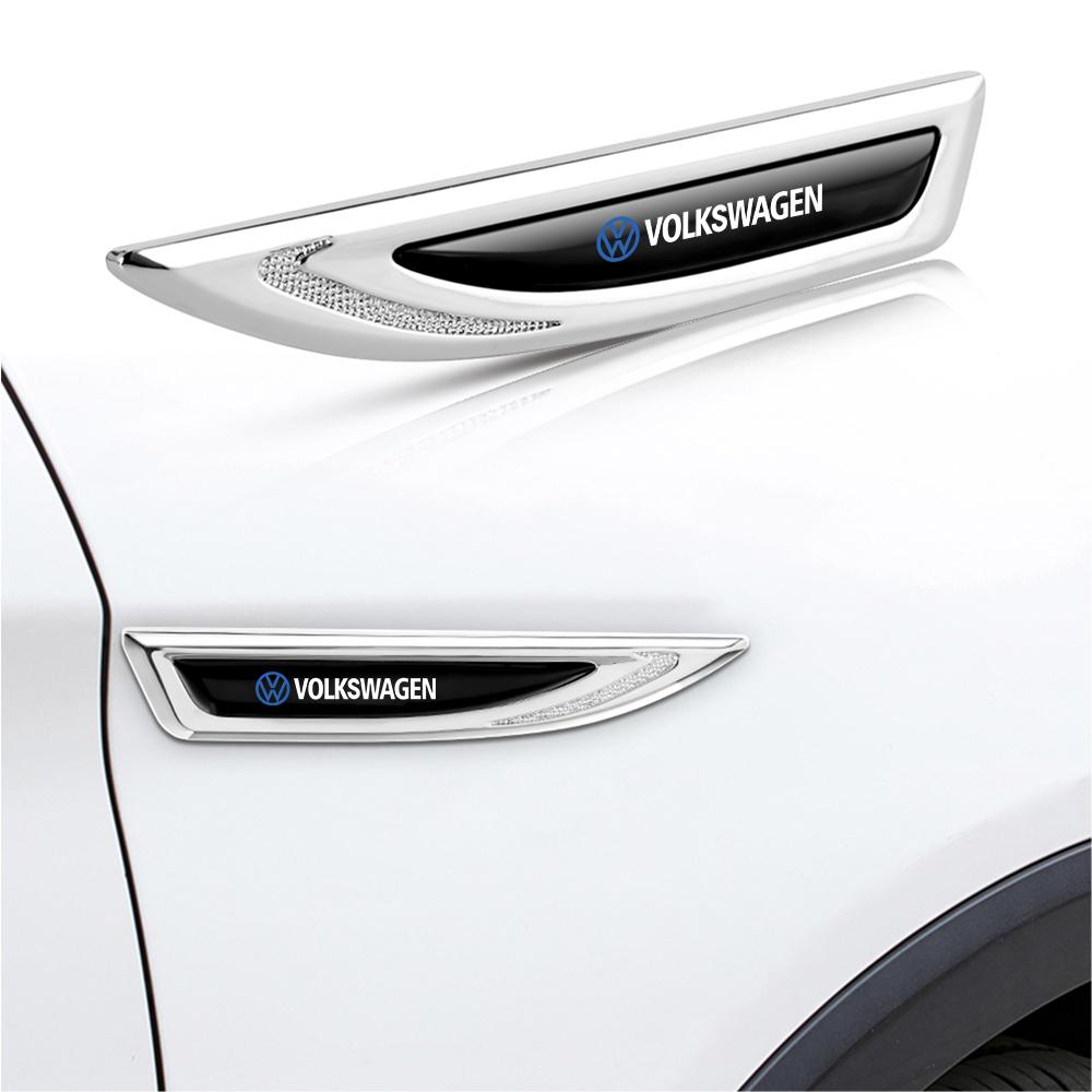 2Pcs Car Zinc Alloy Car Wing Right & Left Side Badge Fender Emblem Auto Valve for Volkswagen Polo 4 Motion Caddy MTM GTI CC Golf