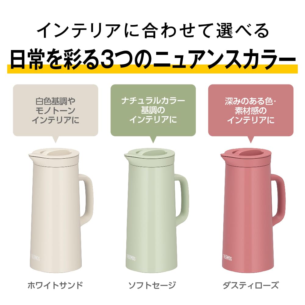 Thermos Stainless Steel Pot 1L White Sand Dishwasher Safe Insulated Pot Tabletop Pot Keeps Food Hot or Cold Wide Mouth Design WHSD TTH-1000