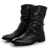 Modische Lederstiefel für Herren, hochwertige Bikerstiefel, schwarze Punkrock-Schuhe, hohe Stiefel für Herren und Damen, Größe 38–48