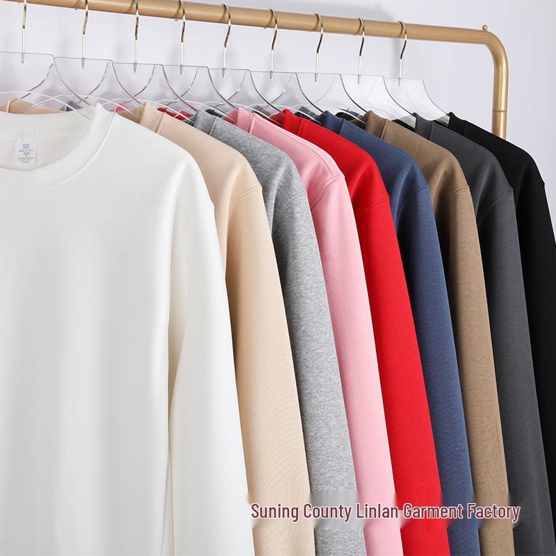 Unisex 420G Extra Thick Hua Cotton Silver Fox Fleece Crew Neck Sweatshirt - Warm Base Layer Top for Autumn and Winter