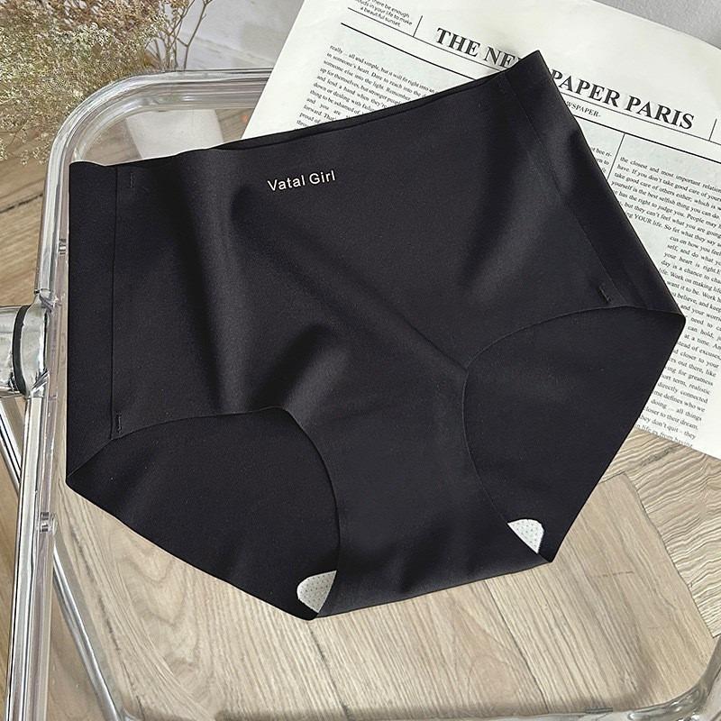 

Женское нижнее белье Трусики Хлопок Промежность Средняя посадка Бесшовные Ice Silk Нижнее белье Трусы M чёрный