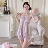 Pajamas Women's Summer New Sexy Lace Suspender Shorts Pure Desire Wind with Chest Pad Loungewear Set