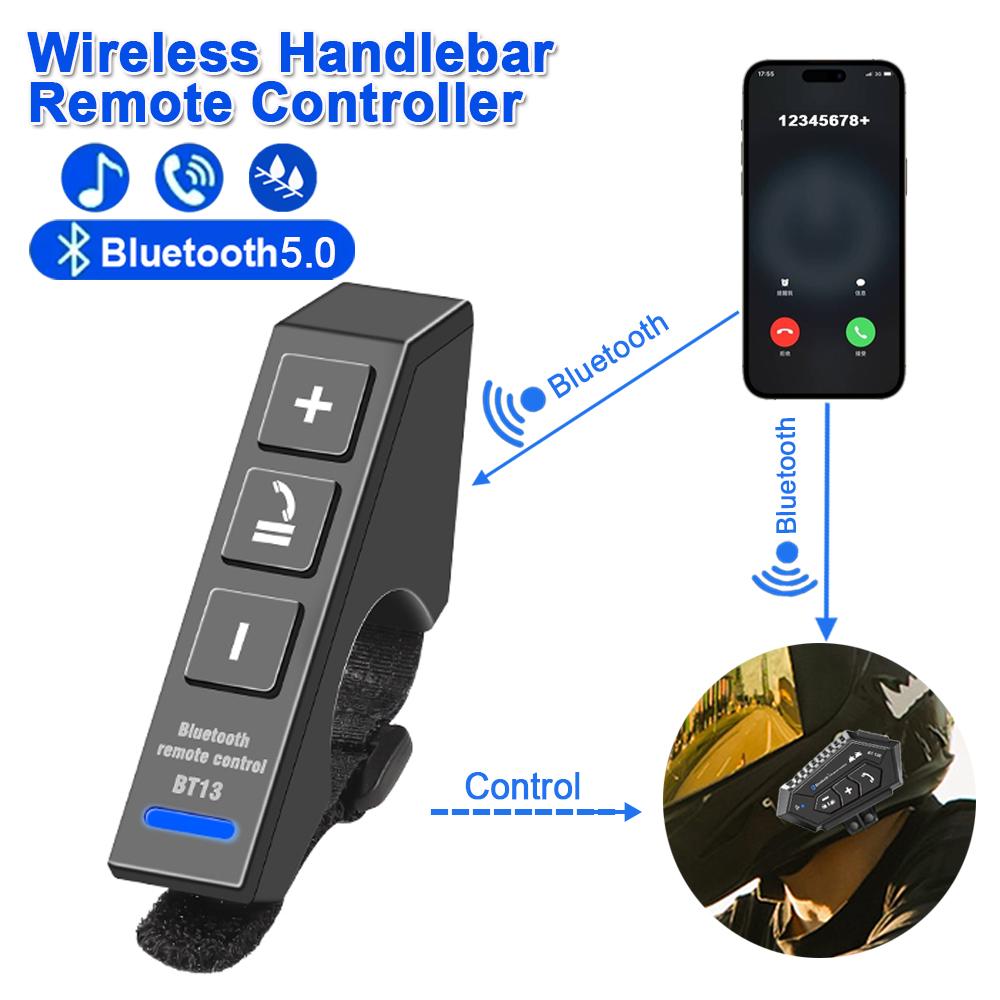 

Motorcycle Handlebar Remote Control Wireless Helmet Headset Remote Button Bluetooth Handsfree Kit Phone Media Remote Controller