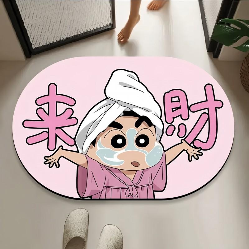 Cartoon Shin Chan Diatomaceous Earth Bath Mat Non-Slip Absorbent Floor Bathroom Kitchen Entryway