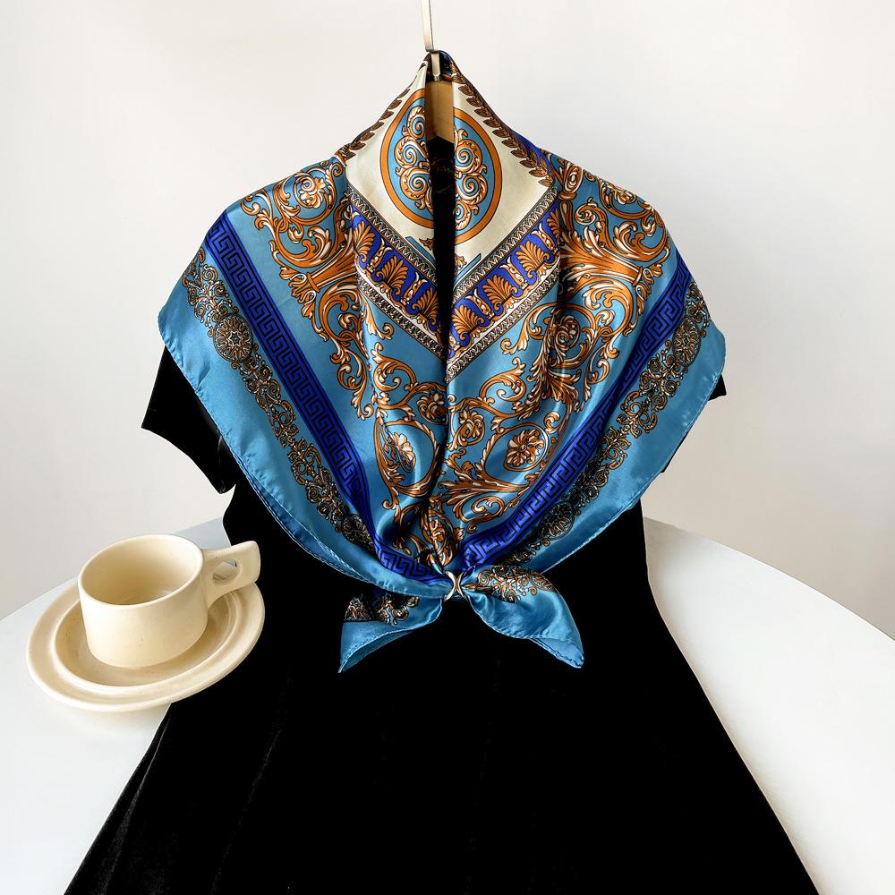91 * 91Cm silk scarf women's square scarf new printed retro headscarf satin scarf wholesale