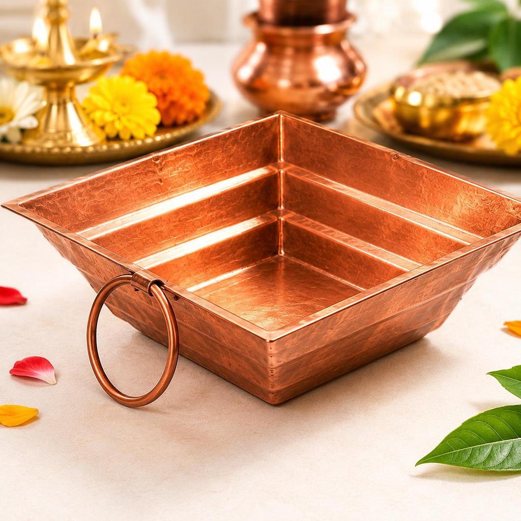 Tanirika Copper Hawan Kund Yagna Agnihotra Agni Kund 18" X 18"// 1 Piece//Excellent Export Quality