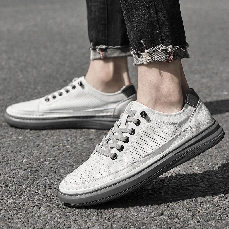 FashionMen Loafers 2024 Cow Leather Shoes Men Slip On Casual Shoes Moccasins Breathable Men Driving Flats Soles Genuine Leather Shoes