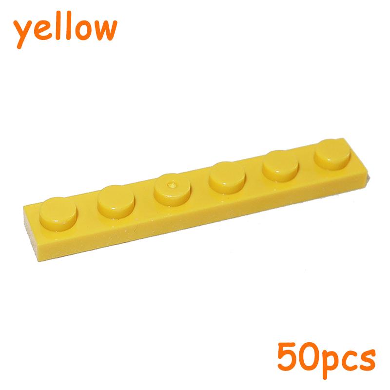 50PCS Size 1x6 Dot Plate MOC Assemble Particles DIY Building Blocks 1*6 Figures Bricks Educational Creative Toy for Kid 3666